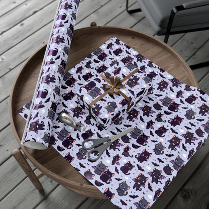 Cute Bat Cat Gift Wrap Papers, Birds of Valhalla, Home Decor, Printify