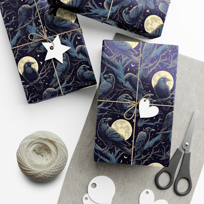 Raven Moon Gift Wrap Papers, Birds of Valhalla, Home Decor, Printify