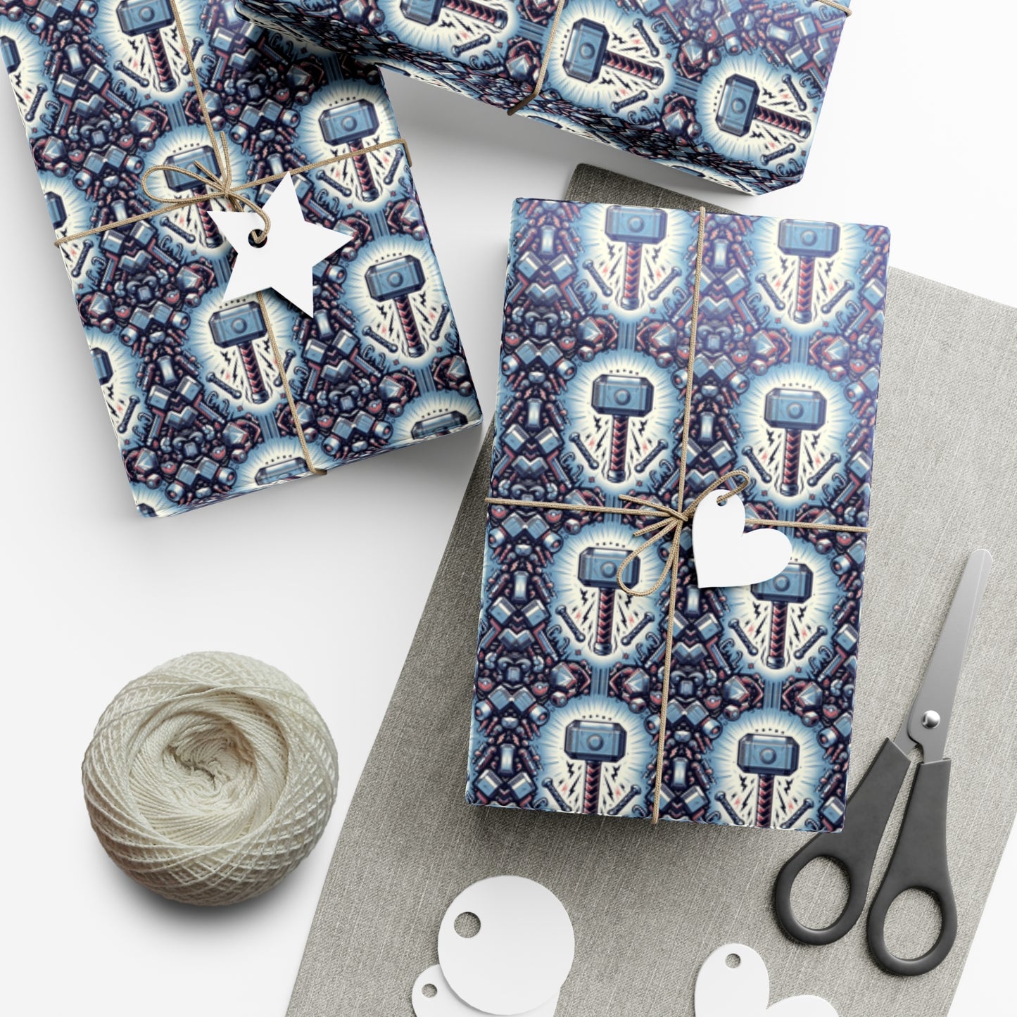 Mjolnir Thors Hammer Gift Wrap Papers, Birds of Valhalla, Home Decor, Printify