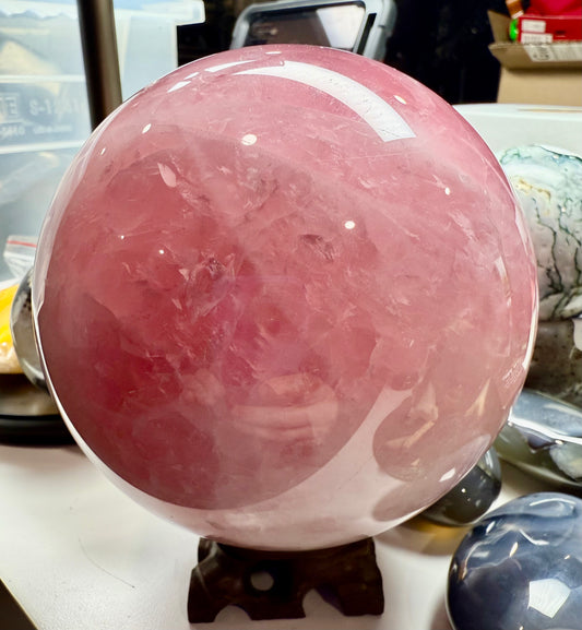 RESERVE FOR THE DUCK 4 # 11 oz Rose Quartz Sphere with Stand, Birds of Valhalla, , Birds of Valhalla