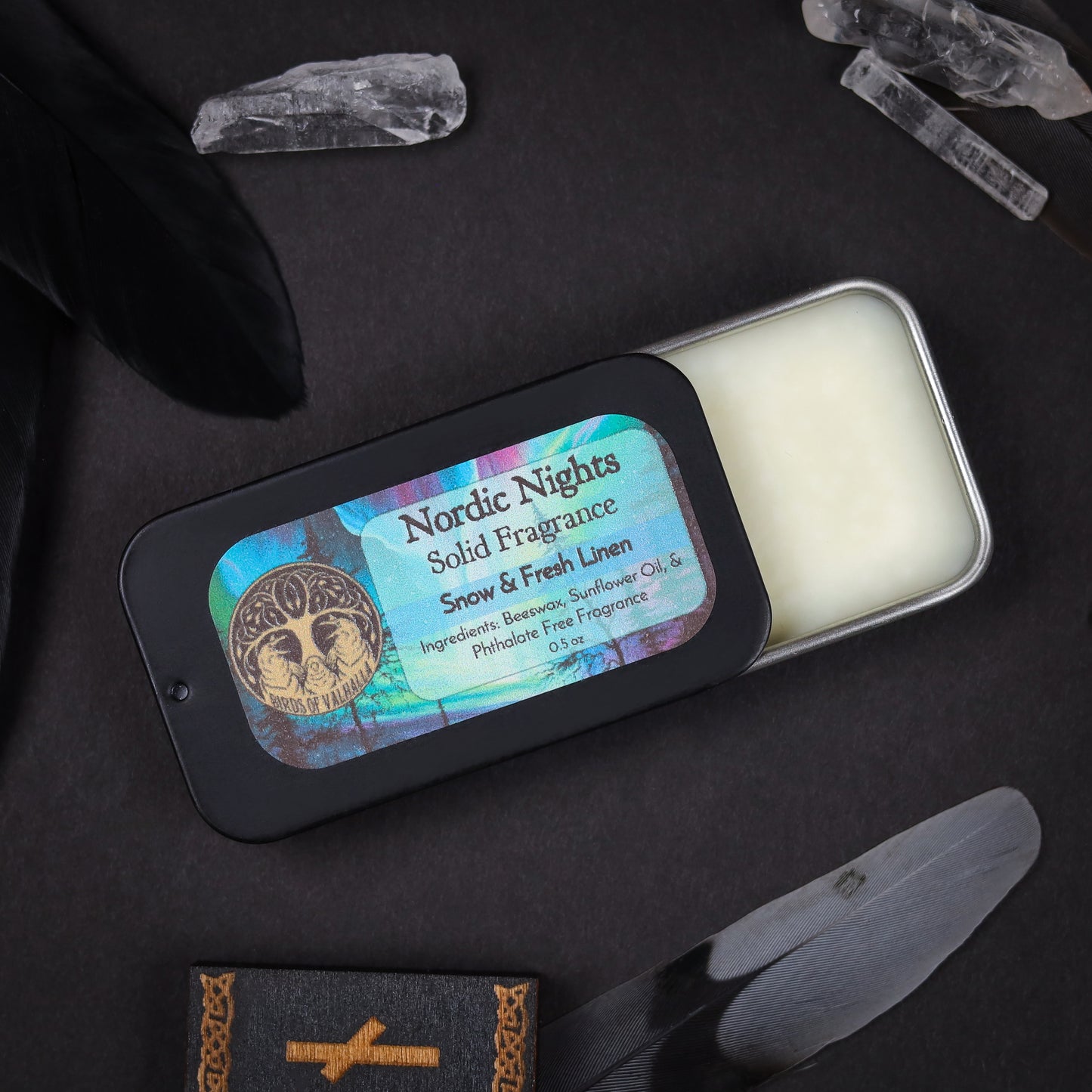 Solid Fragrance Cologne Slider Tin, Birds of Valhalla, Body Product, Birds of Valhalla