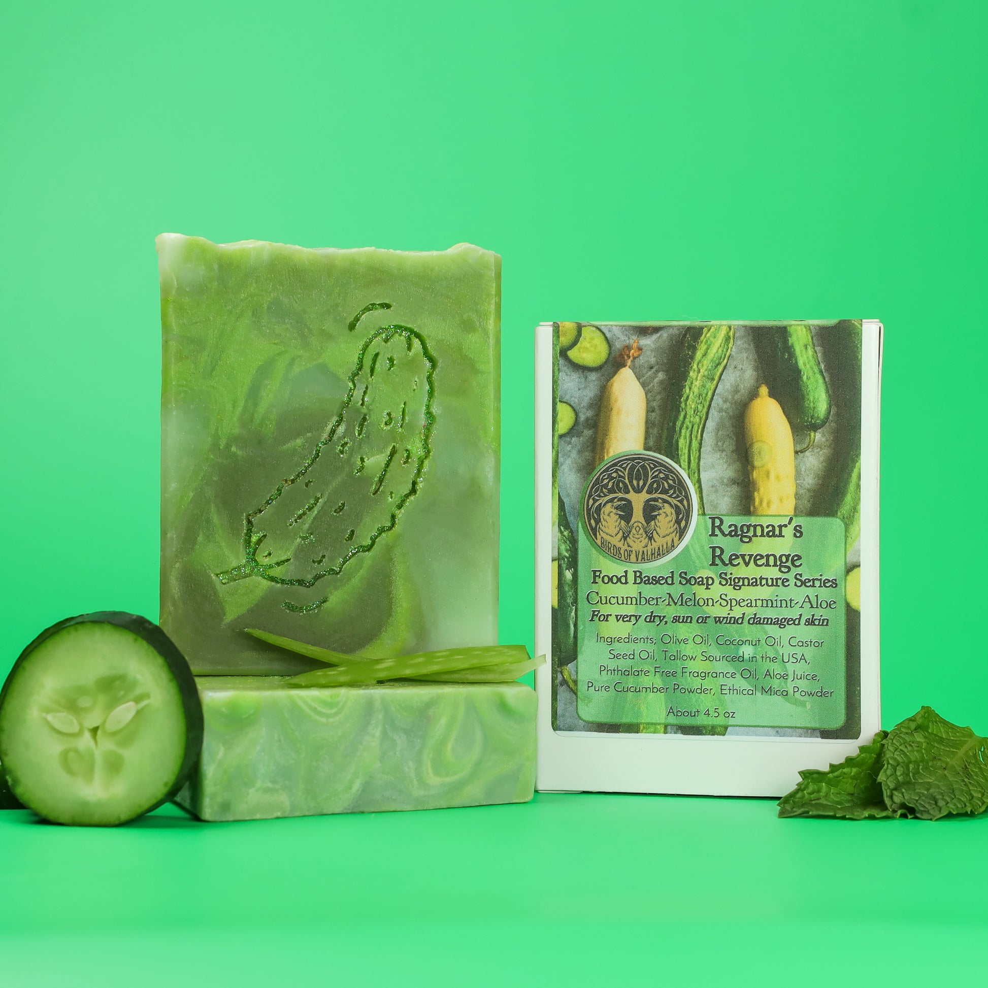 Ragnar's Revenge - Cucumber, Aloe, Melon and Spearmint Signature Soap, Birds of Valhalla, Signature Soap, Birds of Valhalla