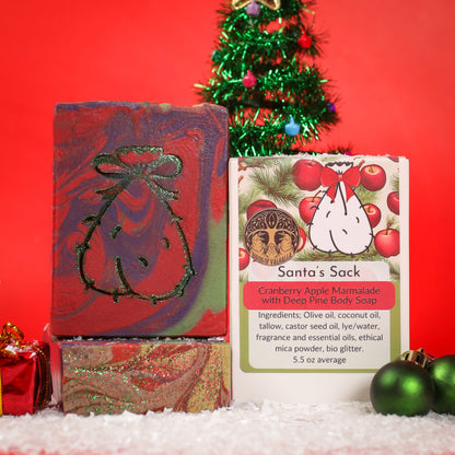 PRE-ORDER Santa's Sack Soap- Cranberry Apple Marmalade with a Touch of Pine, Birds of Valhalla, Bar Soap, Birds of Valhalla