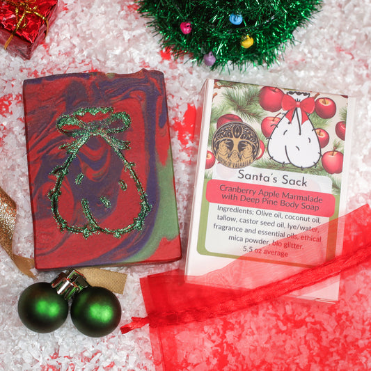 PRE-ORDER Santa's Sack Soap- Cranberry Apple Marmalade with a Touch of Pine, Birds of Valhalla, Bar Soap, Birds of Valhalla